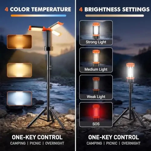 Rechargeable camping lantern with stand