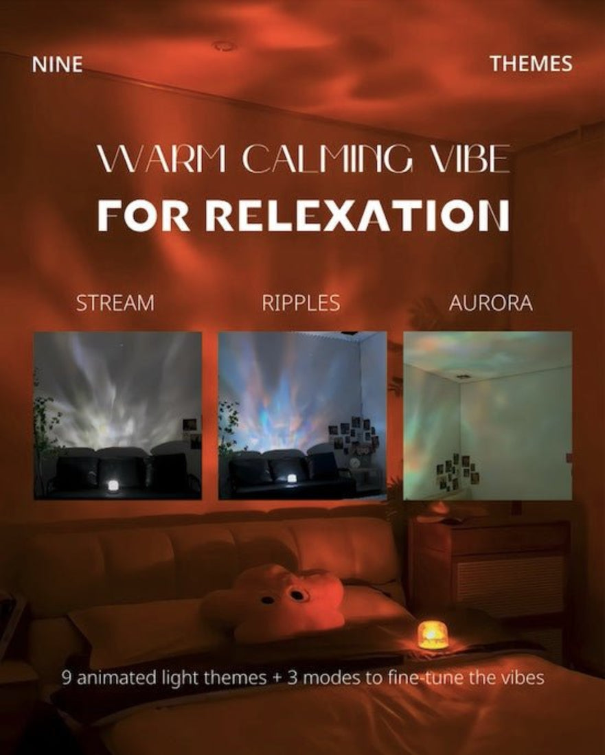 Licht-Theater: Umgebungslicht mit Stereolautsprecher, Ripple-Sonnenuntergang-Aurora-Projektor All-in-1